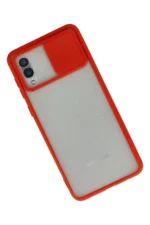 Uray store Samsung Galaxy A02 Kılıf Palm Buzlu Kamera Sürgülü Silikon - Kırmızı - Görsel 2