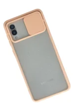 Uray store Samsung Galaxy A02 Kılıf Palm Buzlu Kamera Sürgülü Silikon - Pembe - Görsel 2