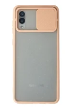 Uray store Samsung Galaxy A02 Kılıf Palm Buzlu Kamera Sürgülü Silikon - Pembe