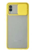 Uray store Samsung Galaxy A02 Kılıf Palm Buzlu Kamera Sürgülü Silikon - Sarı