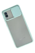 Uray store Samsung Galaxy A02 Kılıf Palm Buzlu Kamera Sürgülü Silikon - Turkuaz - Görsel 2