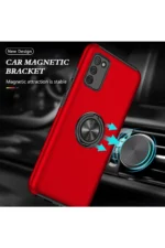 Uray store Samsung Galaxy A02S Kılıf Elit Yüzüklü Kapak - Kırmızı - Görsel 5