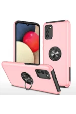 Uray store Samsung Galaxy A02S Kılıf Elit Yüzüklü Kapak - Pembe
