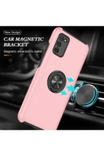 Uray store Samsung Galaxy A02S Kılıf Elit Yüzüklü Kapak - Pembe - Görsel 5