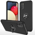 Uray store Samsung Galaxy A02S Kılıf Elit Yüzüklü Kapak - Siyah