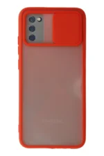 Uray store Samsung Galaxy A02S Kılıf Palm Buzlu Kamera Sürgülü Silikon - Kırmızı