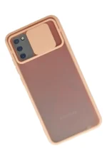 Uray store Samsung Galaxy A02S Kılıf Palm Buzlu Kamera Sürgülü Silikon - Pembe - Görsel 2