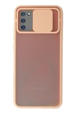 Uray store Samsung Galaxy A02S Kılıf Palm Buzlu Kamera Sürgülü Silikon - Pembe