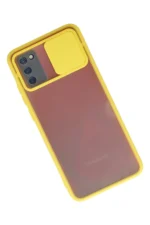 Uray store Samsung Galaxy A02S Kılıf Palm Buzlu Kamera Sürgülü Silikon - Sarı - Görsel 2