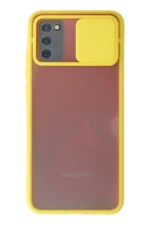 Uray store Samsung Galaxy A02S Kılıf Palm Buzlu Kamera Sürgülü Silikon - Sarı