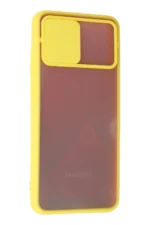 Uray store Samsung Galaxy A02S Kılıf Palm Buzlu Kamera Sürgülü Silikon - Sarı - Görsel 3