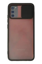 Uray store Samsung Galaxy A02S Kılıf Palm Buzlu Kamera Sürgülü Silikon - Siyah