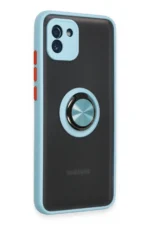 Uray store Samsung Galaxy A03 Kılıf Montreal Yüzüklü Silikon Kapak - Buz Mavi - Görsel 2
