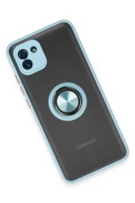 Uray store Samsung Galaxy A03 Kılıf Montreal Yüzüklü Silikon Kapak - Buz Mavi - Görsel 3