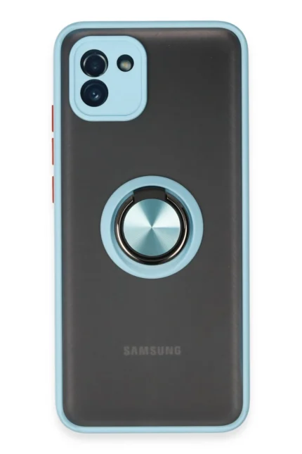Uray store Samsung Galaxy A03 Kılıf Montreal Yüzüklü Silikon Kapak - Buz Mavi