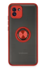 Uray store Samsung Galaxy A03 Kılıf Montreal Yüzüklü Silikon Kapak - Kırmızı