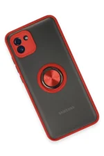 Uray store Samsung Galaxy A03 Kılıf Montreal Yüzüklü Silikon Kapak - Kırmızı - Görsel 3
