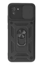 Uray store Samsung Galaxy A03 Kılıf Pars Lens Yüzüklü Silikon - Siyah