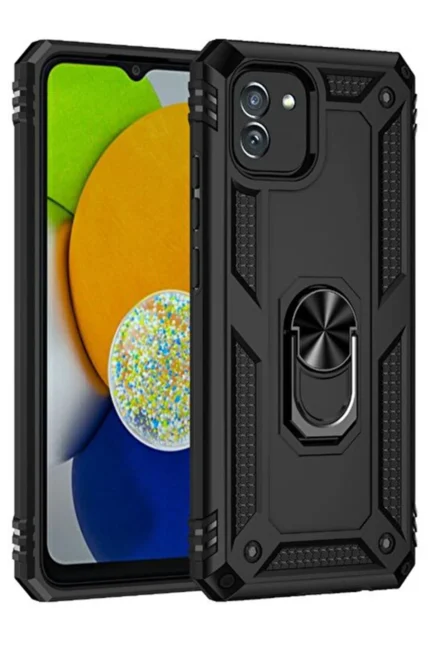 Uray store Samsung Galaxy A03 Kılıf Sofya Yüzüklü Silikon Kapak - Siyah