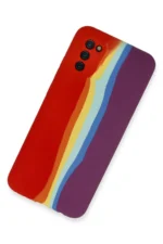 Uray store Samsung Galaxy A03S Kılıf Ebruli Lansman Silikon - Kırmızı-Mor - Görsel 2