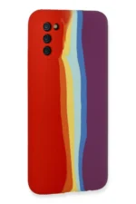Uray store Samsung Galaxy A03S Kılıf Ebruli Lansman Silikon - Kırmızı-Mor - Görsel 3