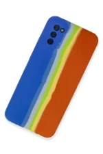 Uray store Samsung Galaxy A03S Kılıf Ebruli Lansman Silikon - Mavi-Turuncu - Görsel 2