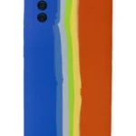Uray store Samsung Galaxy A03S Kılıf Ebruli Lansman Silikon - Mavi-Turuncu