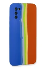 Uray store Samsung Galaxy A03S Kılıf Ebruli Lansman Silikon - Mavi-Turuncu - Görsel 3