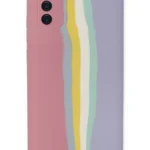 Uray store Samsung Galaxy A03S Kılıf Ebruli Lansman Silikon - Pembe-Lila