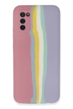 Uray store Samsung Galaxy A03S Kılıf Ebruli Lansman Silikon - Pembe-Lila