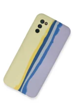 Uray store Samsung Galaxy A03S Kılıf Ebruli Lansman Silikon - Sarı-Lila - Görsel 2