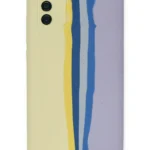 Uray store Samsung Galaxy A03S Kılıf Ebruli Lansman Silikon - Sarı-Lila