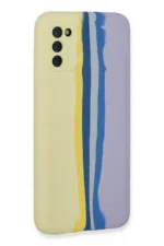 Uray store Samsung Galaxy A03S Kılıf Ebruli Lansman Silikon - Sarı-Lila - Görsel 3