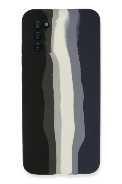 Uray store Samsung Galaxy A03S Kılıf Ebruli Lansman Silikon - Siyah-Lacivert