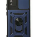 Uray store Samsung Galaxy A03S Kılıf Pars Lens Yüzüklü Silikon - Lacivert