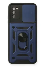 Uray store Samsung Galaxy A03S Kılıf Pars Lens Yüzüklü Silikon - Lacivert