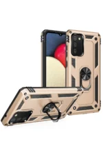 Uray store Samsung Galaxy A03S Kılıf Sofya Yüzüklü Silikon Kapak - Gold - Görsel 2