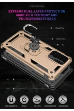 Uray store Samsung Galaxy A03S Kılıf Sofya Yüzüklü Silikon Kapak - Gold - Görsel 6