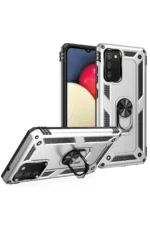 Uray store Samsung Galaxy A03S Kılıf Sofya Yüzüklü Silikon Kapak - Gümüş - Görsel 2