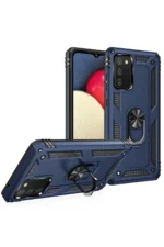 Uray store Samsung Galaxy A03S Kılıf Sofya Yüzüklü Silikon Kapak - Lacivert - Görsel 2