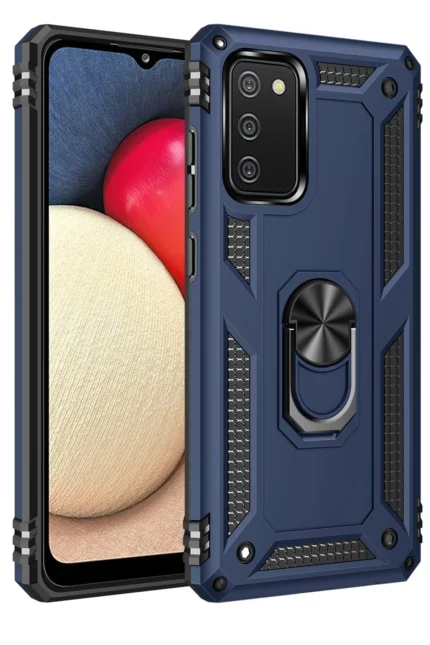 Uray store Samsung Galaxy A03S Kılıf Sofya Yüzüklü Silikon Kapak - Lacivert