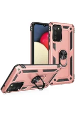Uray store Samsung Galaxy A03S Kılıf Sofya Yüzüklü Silikon Kapak - Rose - Görsel 2