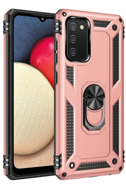 Uray store Samsung Galaxy A03S Kılıf Sofya Yüzüklü Silikon Kapak - Rose
