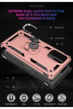 Uray store Samsung Galaxy A03S Kılıf Sofya Yüzüklü Silikon Kapak - Rose - Görsel 6