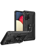 Uray store Samsung Galaxy A03S Kılıf Sofya Yüzüklü Silikon Kapak - Siyah - Görsel 2
