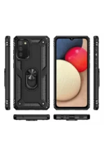 Uray store Samsung Galaxy A03S Kılıf Sofya Yüzüklü Silikon Kapak - Siyah - Görsel 3