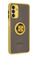 Uray store Samsung Galaxy A04S Kılıf Montreal Yüzüklü Silikon Kapak - Sarı - Görsel 2