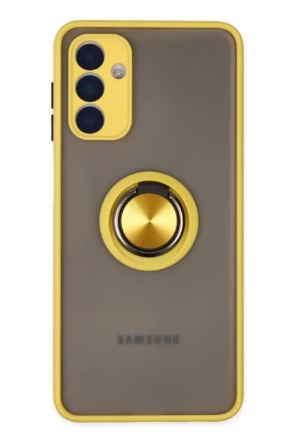Uray store Samsung Galaxy A04S Kılıf Montreal Yüzüklü Silikon Kapak - Sarı