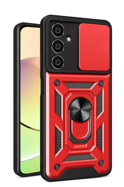 Uray store Samsung Galaxy A05S Kılıf Pars Lens Yüzüklü Silikon - Kırmızı