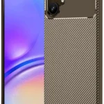 Uray store Samsung Galaxy A06 Kılıf Auto Focus Karbon Kapak - Kahverengi